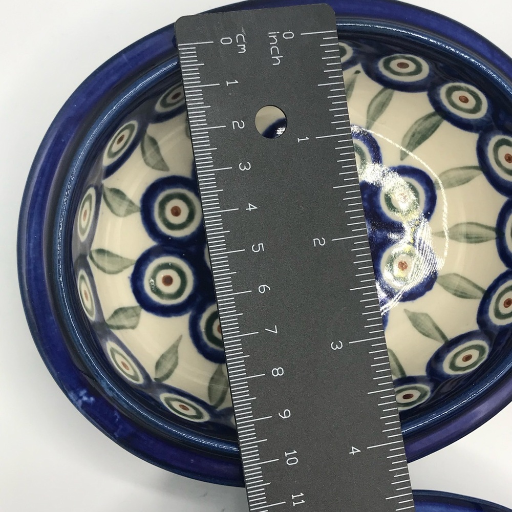 Polish Pottery Peacock Leaves Set of Four Bowls NWT - Picture 5 of 8